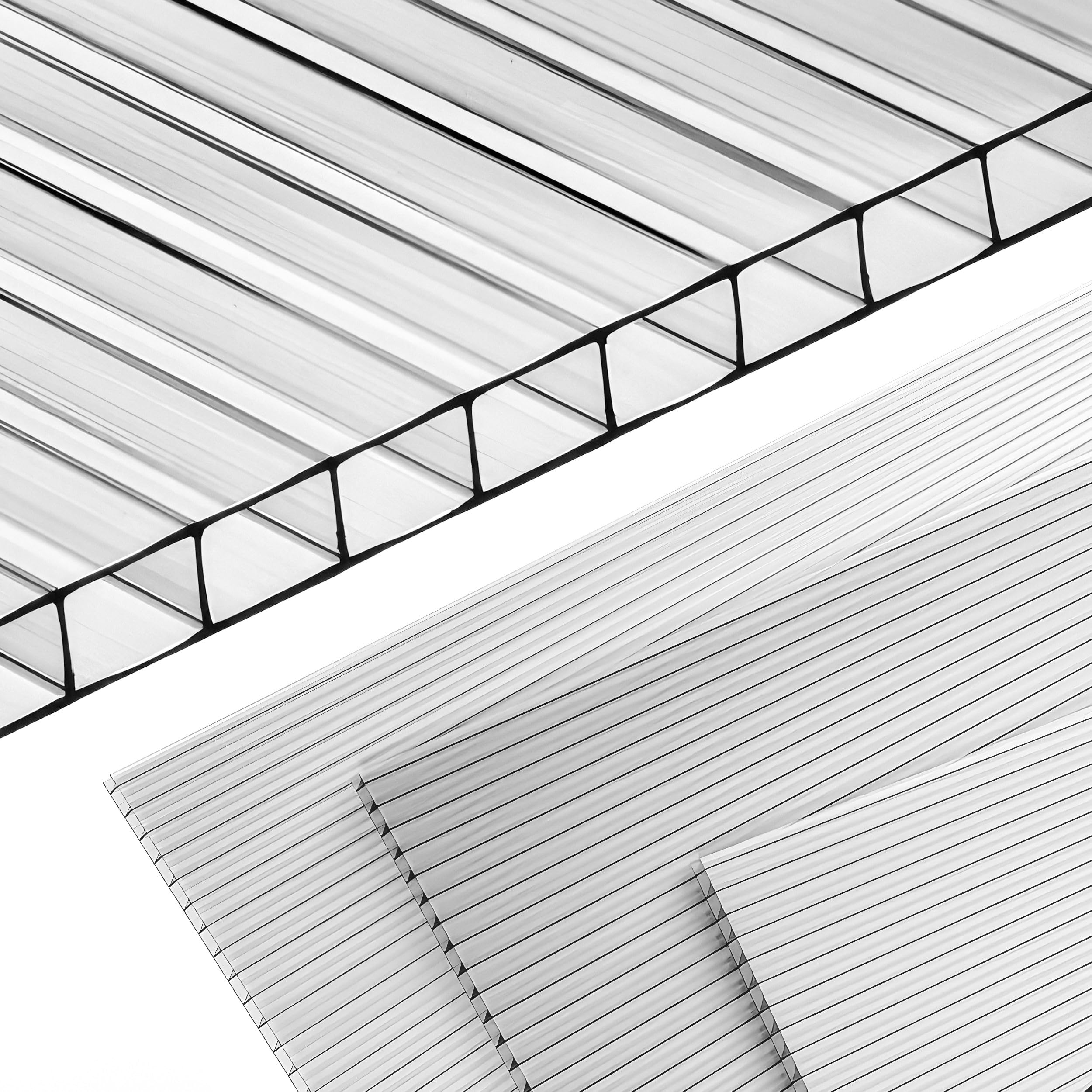 Set de 4 placas multipared para invernadero 60,5 x 121 cm - Placas de policarbonato, placas de plástico de 4 mm, placas para invernadero resistentes al clima, placas de policarbonato alveolares