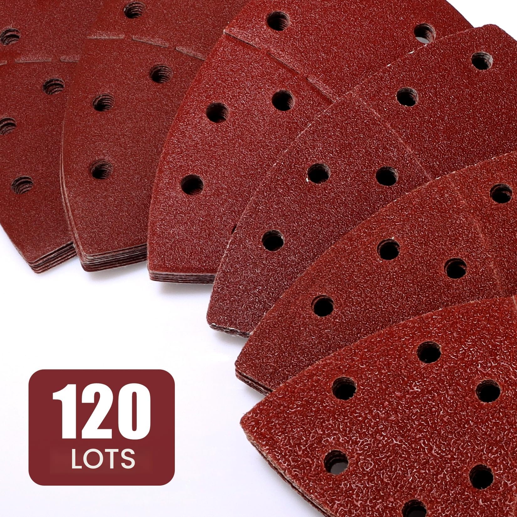 SHALL Lot 120 feuilles abrasives triangulaires 105x152 mm ponceuse multifonctions grains 40-240