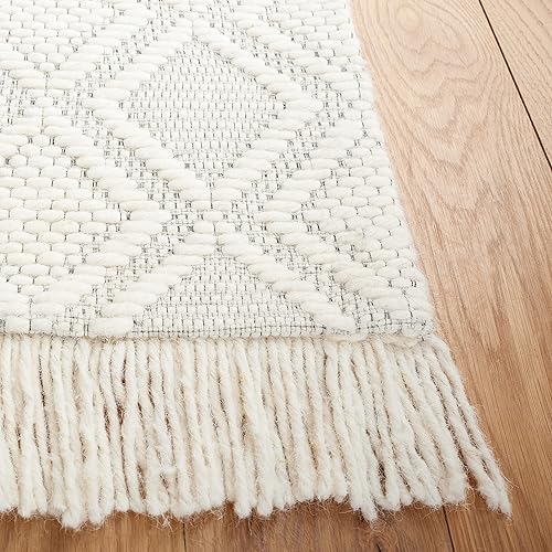 Miniatura 4 de SAFAVIEH Natura Collection - Alfombra de área de 5 x 8 pies, color marfil, lana hecha a mano, ideal para zonas de alto tráfico en sala de estar,