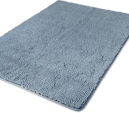 Miniatura 293 de Yeaban Alfombras de baño gris oscuro – Gruesas alfombras de baño de chenilla | Alfombras de baño absorbentes y lavables antideslizantes, alfombras