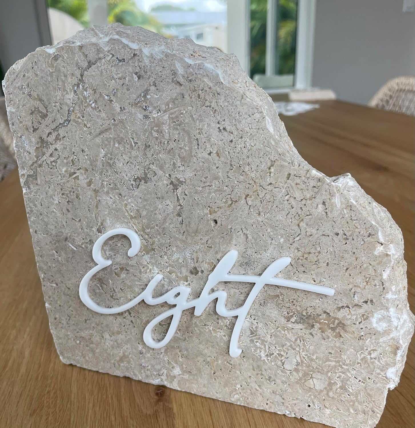 Cursive Wedding Table Number SET, DIY thin modern Black or White acrylic cutouts with silicone glue included. Words only, no backing (One - Fifteen, Gloss White)