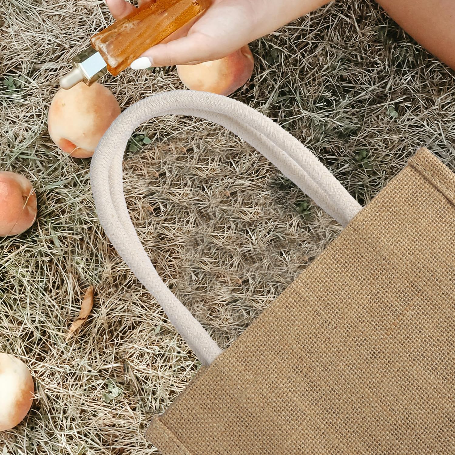 Rumyve Jute Tote Bag,Large Reusable Durable Shopping bag with Handles,Burlap Grocery Shopping Gift Tote Handbag for Picnic Travel Shopping DIY Outdoor - Image 4