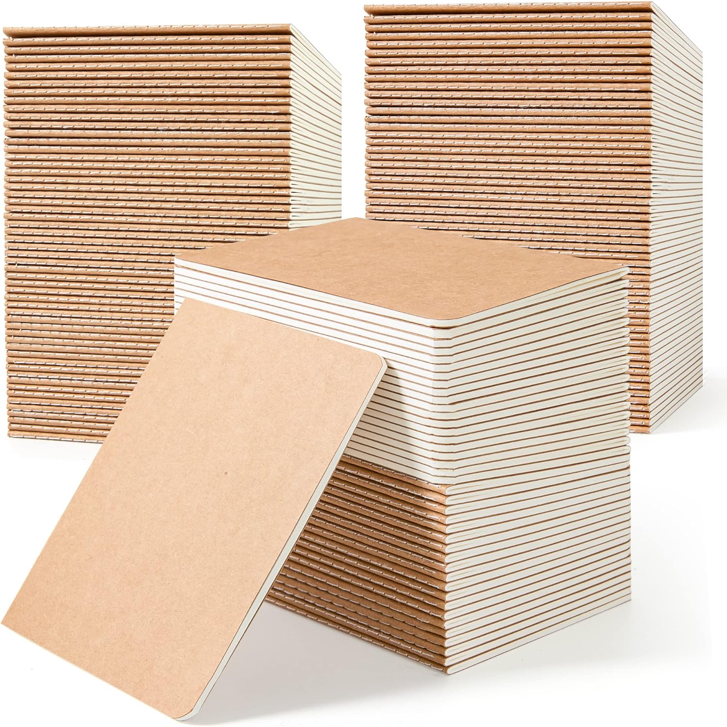 Feela 170 Pack Blank Kraft Notebooks A6 Unlined Sketchbooks - Mini Note Pads for Drawing Writing Kids Students Office Bulk 48 Pages Brown