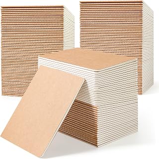 Feela 170 Pack Blank Kraft Notebooks A6 Unlined Sketchbooks - Mini Note Pads for Drawing Writing Kids Students Office Bulk 48 Pages Brown