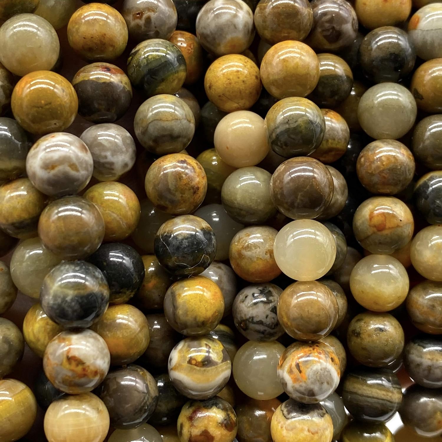 ABCGEMS Honey Bumble Bee Jasper Beads Indonesia - Round 6mm Tiny