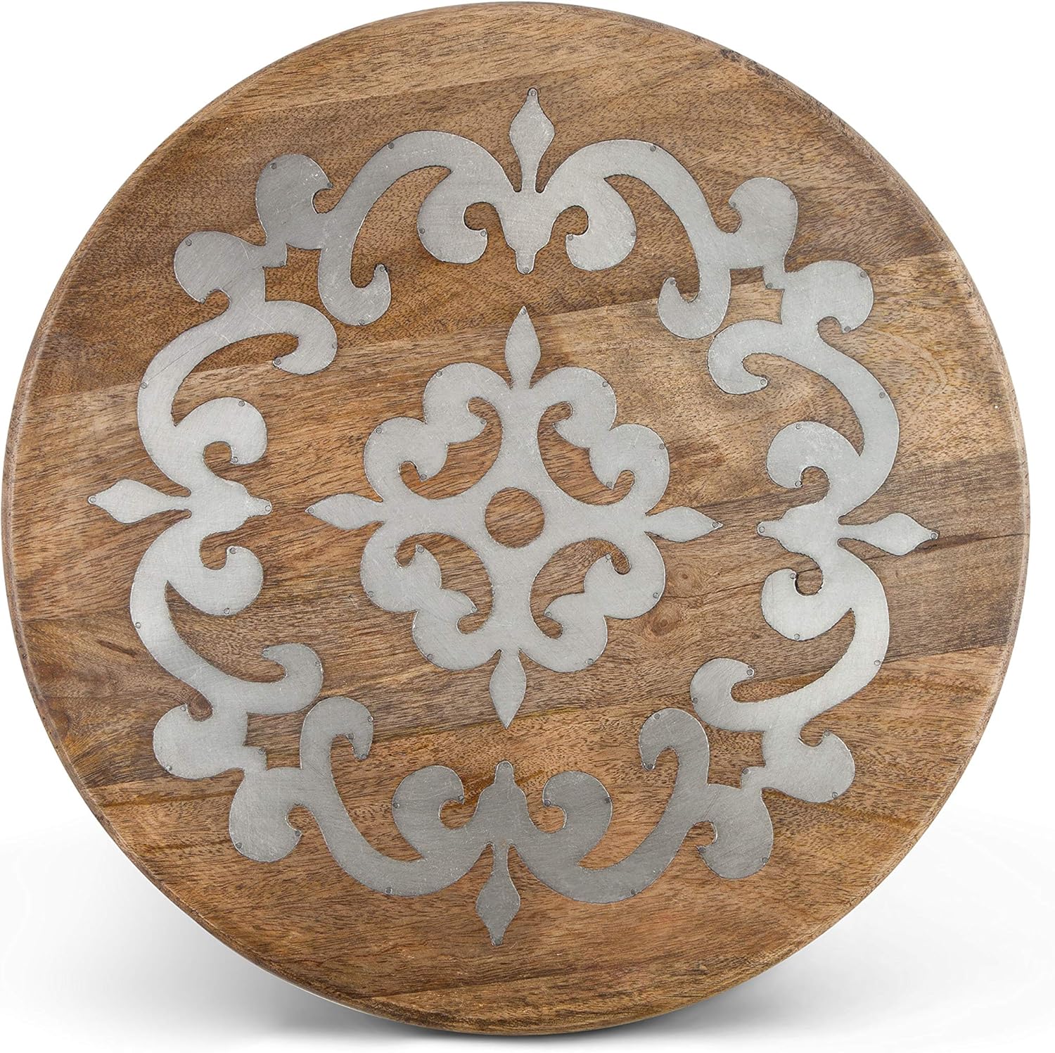 18-Inch Diameter Metal-Inlaid Wood Heritage Lazy Susan