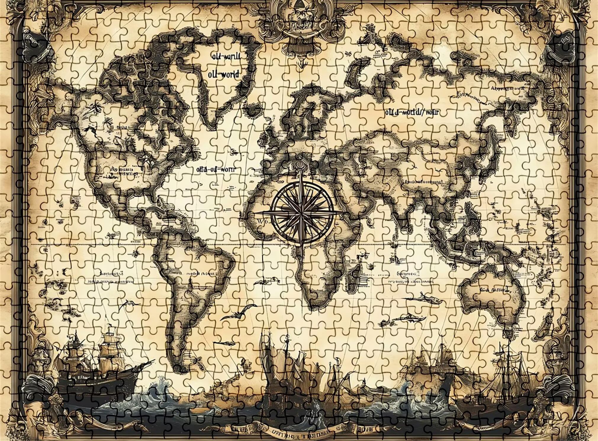 Retro mapa Puzzle 6000 Piezas Adultos, Rompecabezas con Letras en la Parte Posterior - Piezas que Encajan Perfectamente, Reto de Concentración, Regalo para mujer y Decor Hogar, 179.5 x 105.5 cm w0-192