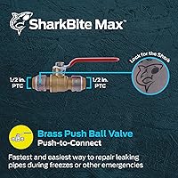 Vista 2 de SharkBite Válvula de bola máxima de 3/4 de pulgada con ventilación de drenaje y soporte de montaje, montaje de plomería de latón para conectar, tubo