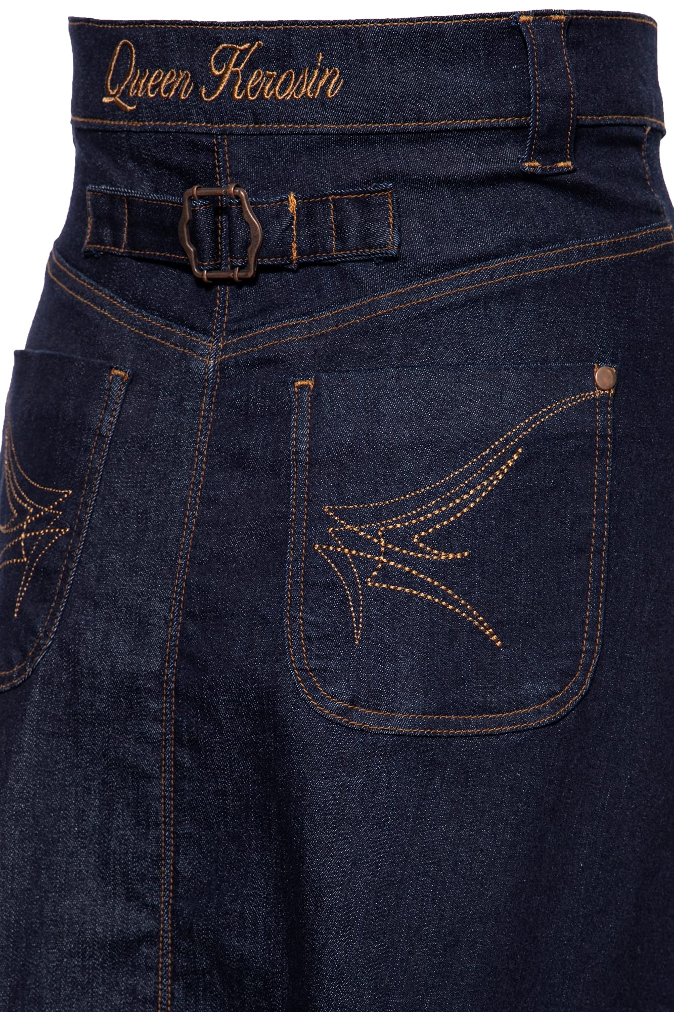 Queen Kerosin Damen Vintage Denim Swing Rock A-Linie Regular Fit