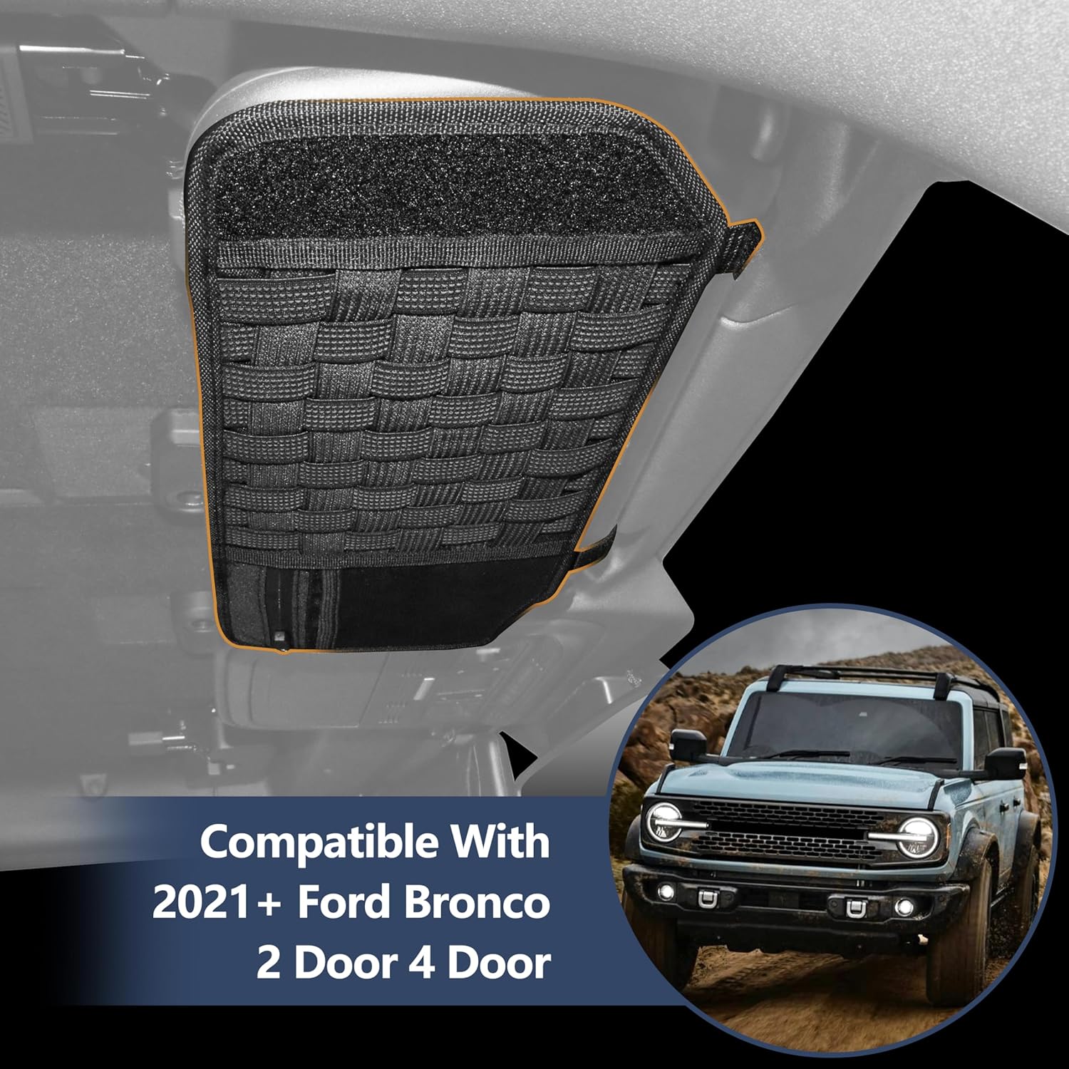 Visor Organizer Sun Visor Molle Panel for Bronco, Tactical Sun Visor Organizer Molle Webbing For Ford Bronco Accessories 2021-2025 Visor Storage Holder Pouch,2 Pack,Fit Driver Passenger Side