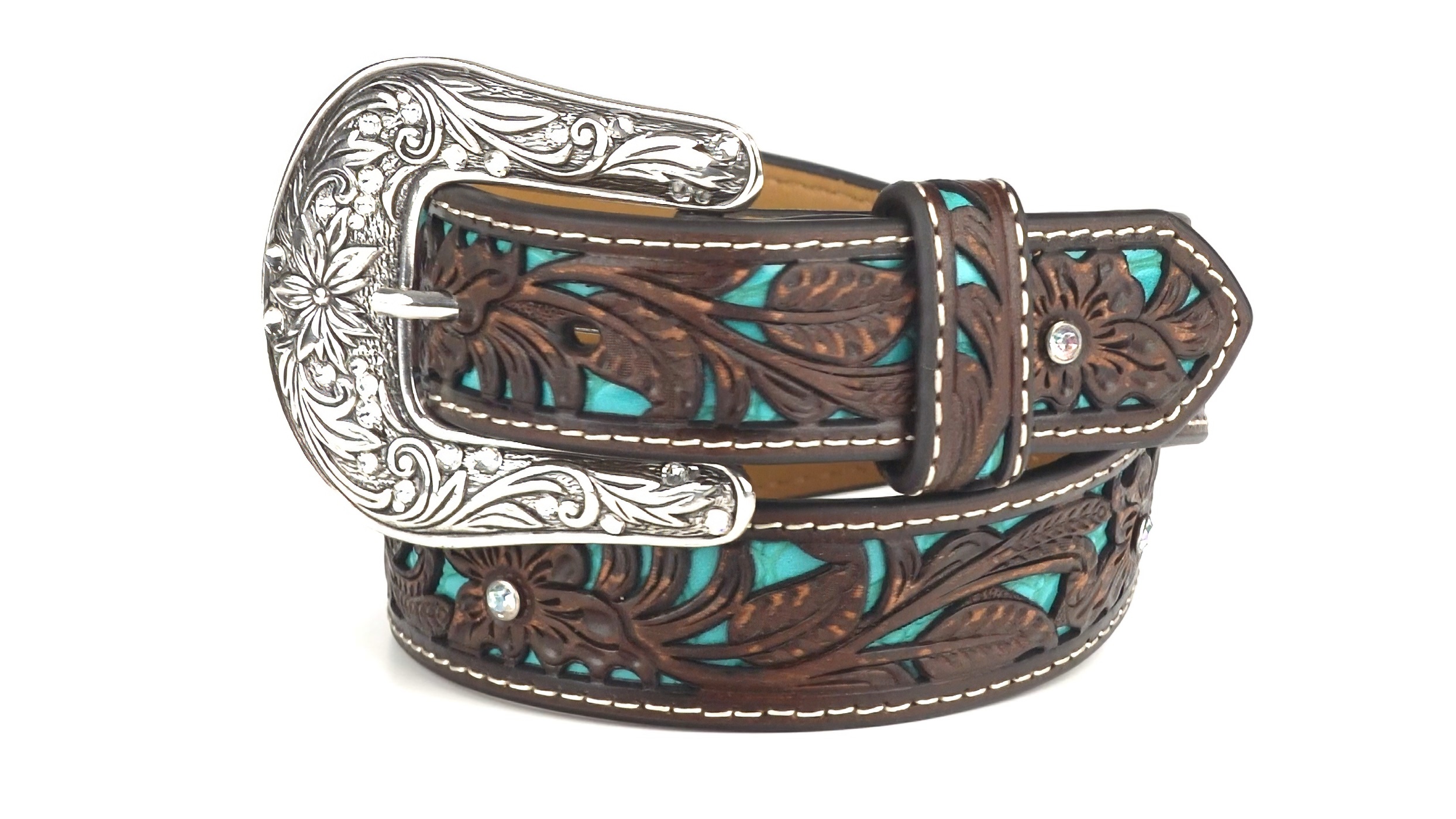 Amazon.com: ARIAT Youth Girls Floral Overlay Rhinestone  display picture 2