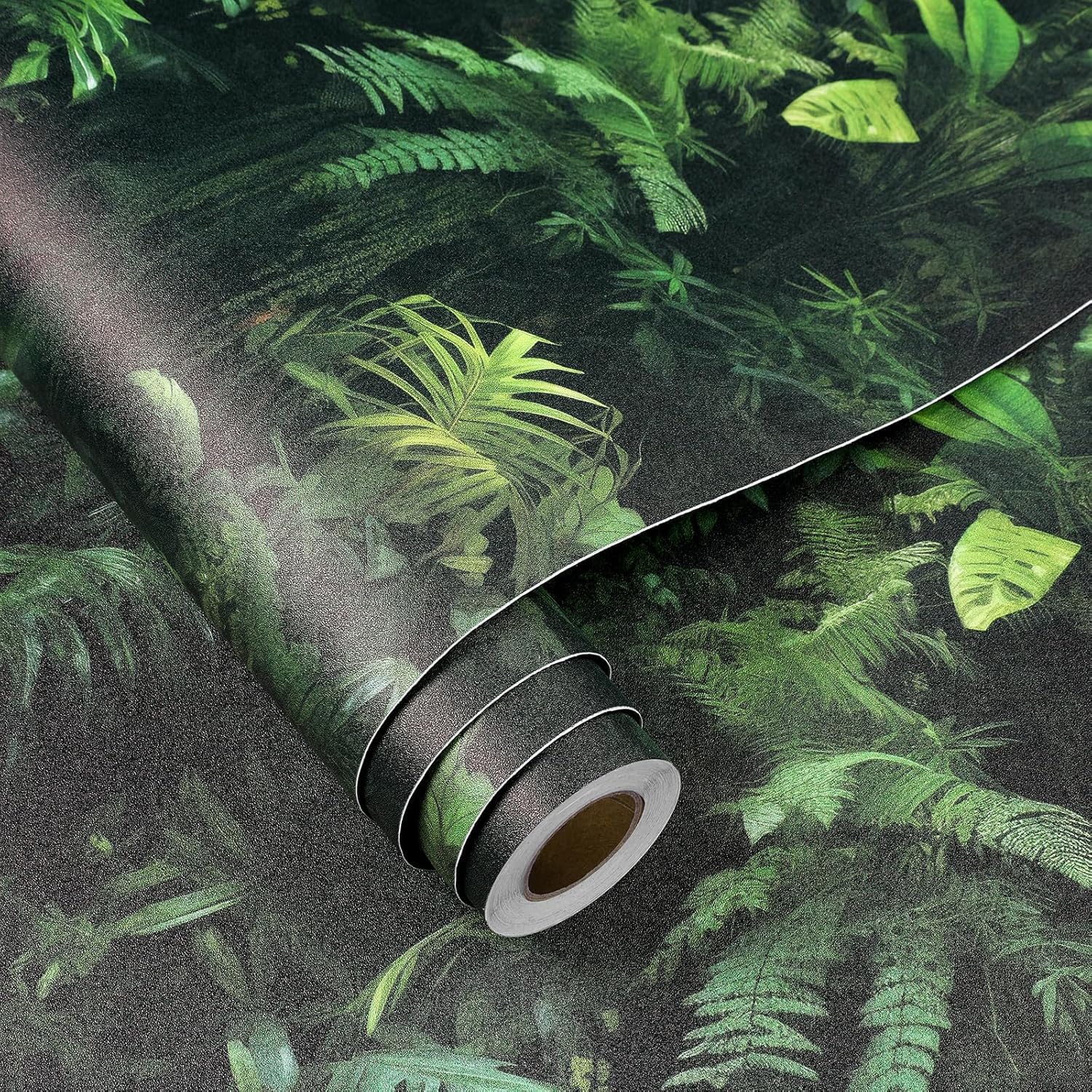 FunStick 44.5CM×9M Papel Pintado Pared Verde Tropical Hojas Selva Vinilo Adhesivo Pared Para Salon Cocina Decorativo Papel Vinilico Adhesivo para Muebles Verde Tropical Vinilo Autoadhesivo Habitación