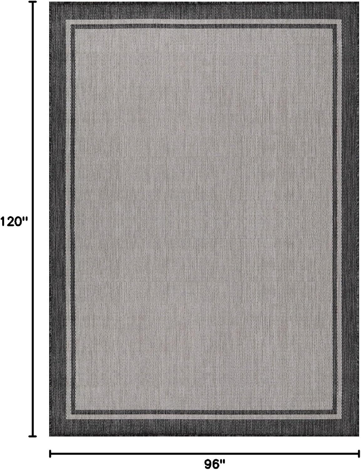 CAMILSON Indoor Outdoor Rug, 8x10 Bordered Gray Modern Area Rugs for Indoor and Outdoor Patios, Kitchen and Hallway Mats, Washable Porch Deck Outside Carpet (Bordered Grey, 8 x 10) image 2