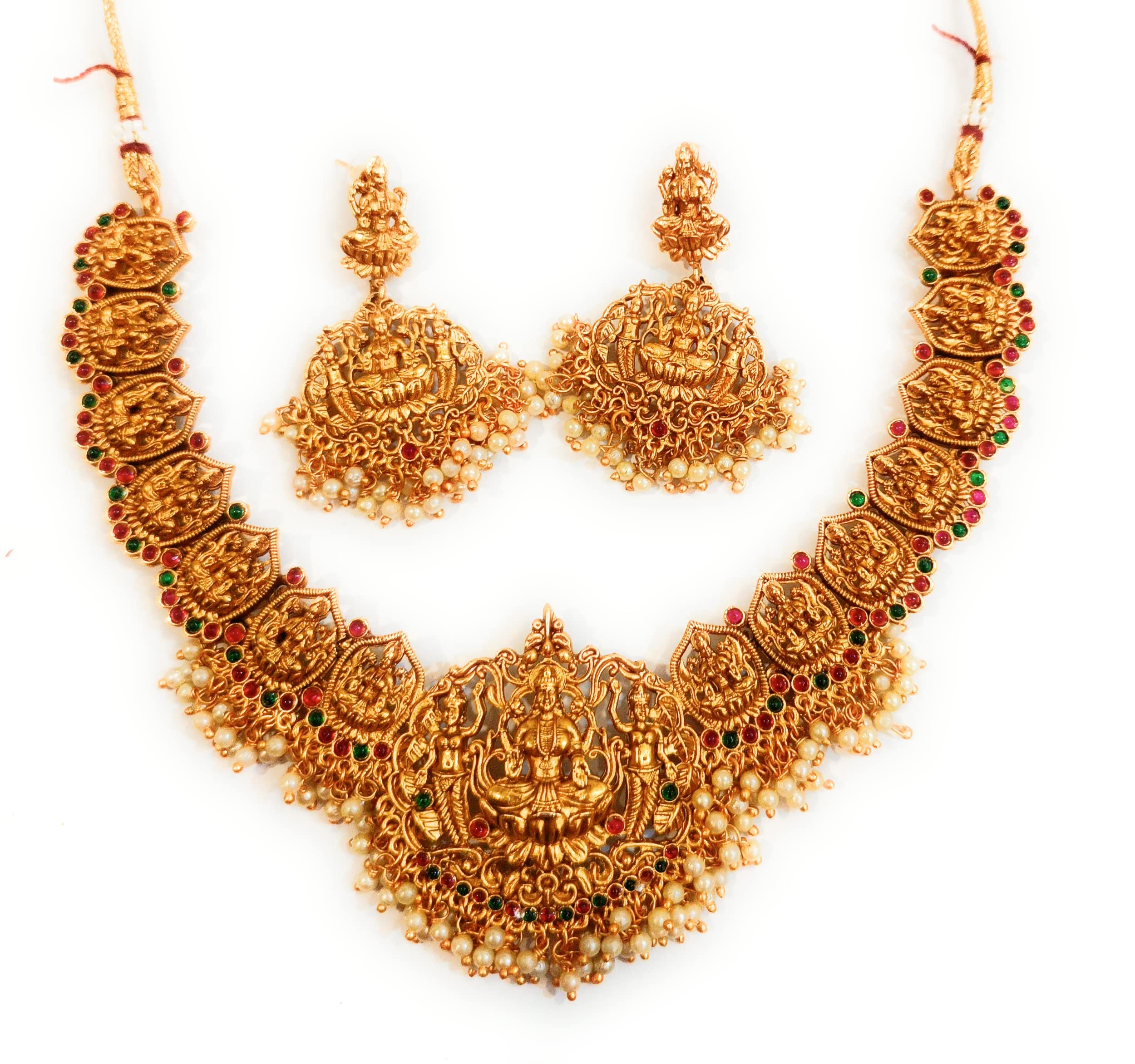 Adyashree Emporium Traditional Diamond and Gold Plated Latest Fashion Necklace Set Maharani Haar with Red, Green colour beads and Earrings. Latest Necklace set Jewellery Set for Women (B09LVS44QX) Amazon Price History, Amazon Price Tracker