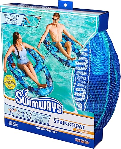 Miniatura 8 de Swimways Elite - Flotador reclinable de resorte, flotadores inflables para piscina con inflado rápido, reclinable de piscina para adultos de hasta