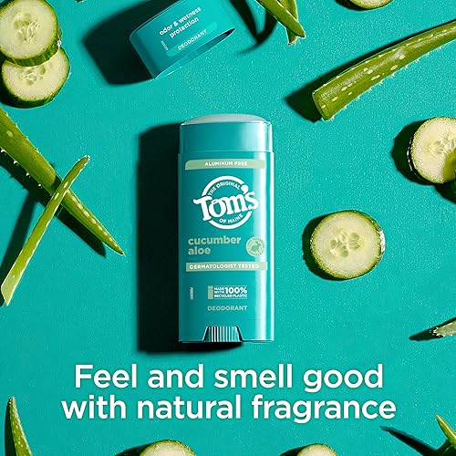 Miniatura 6 de Tom's of Maine Desodorante natural sin aluminio de pepino y aloe para mujeres y hombres, se pone transparente, protección contra olores y humedad,