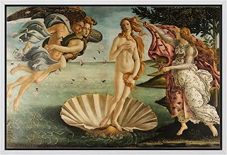 wall26 Birth of Venus by Botticelli Giclee Framed Canvas Prints Wrapped Gallery Wall Art, Stretched & Framed Ready to Hang - 16"x24" White