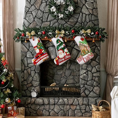 Miniatura 6 de Aodaer 12 medias de arpillera de sublimación de Navidad lisas para colgar en el árbol, chimenea, impresión de transferencia de calor, decoración