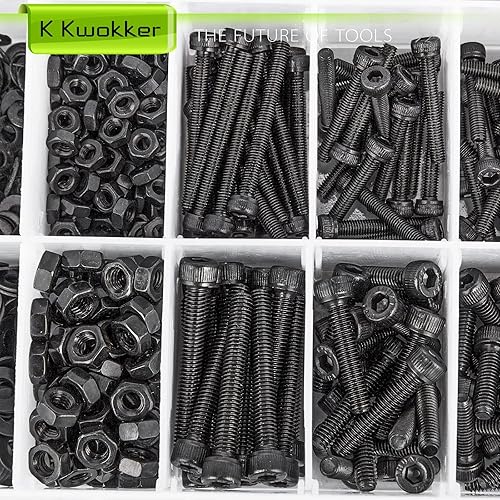 Miniatura 45 de Juego de tornillos y tuercas de cabeza de botón hexagonal de 24 tamaños M2 M3 M4 M5 de 0.31 a 0.99 pulgadas, kit de tuercas y tornillos de acero
