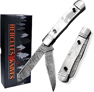 Custom Hand Forged Damascus Steel Trapper Folding Knife Trapper Pocket Knife Blank Blade Knife Making Supplies - Hercules Knives