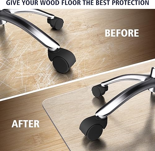 Miniatura 3 de Tapete para silla para suelo de madera dura, protector de suelo transparente de 48 x 36 pulgadas para silla rodante, tapete de plástico de fácil