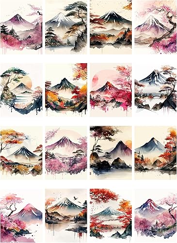 Miniatura 6 de Paquete de papel Decoupage (35 hojas de 6 x 8 pulgadas), hermosos paisajes serenos de cabañas y bosques en invierno, FLONZ - Tarjetas de ilustración