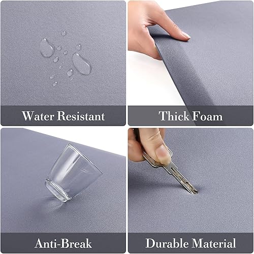 Miniatura 39 de HappyTrends Tapete de cocina [2 piezas] acolchado, cómodo, antifatiga, impermeable, antideslizante, tapete de espuma ergonómica gruesa y perfecta