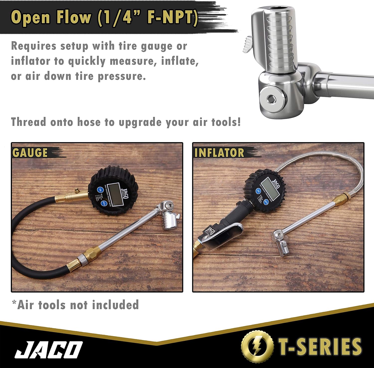JACO Lightning T-Series Tire Air Chuck - 1/4" F-NPT (Open Flow) : Automotive
