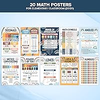 Vista 7 de Decorably 20 pósteres de matemáticas boho arcoíris para aula, 11 x 17 pulgadas, decoración escolar laminada mate – para pasillos, tablones