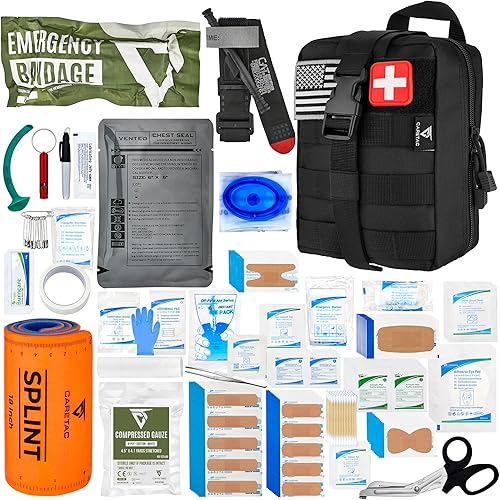 Miniatura 11 de CareTac IFAK Kit de primeros auxilios y trauma con torniquete CAT Gen 7 – Kit médico táctico de grado militar que incluye vendaje israelí, sello de