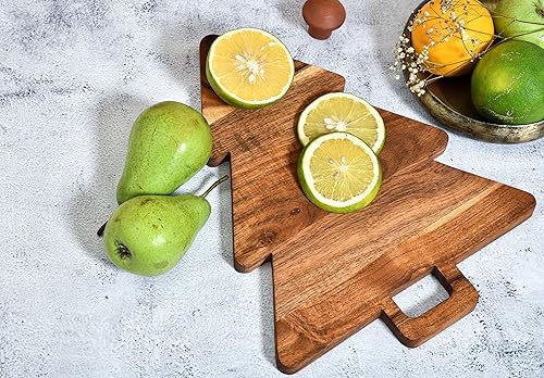 Miniatura 5 de Christmas Tree Shaped Wood Cutting Board for kitchen, Christmas Tree Wooden Serving Tray with Handle, Christmas Decoration Charcuterie Tree Boards