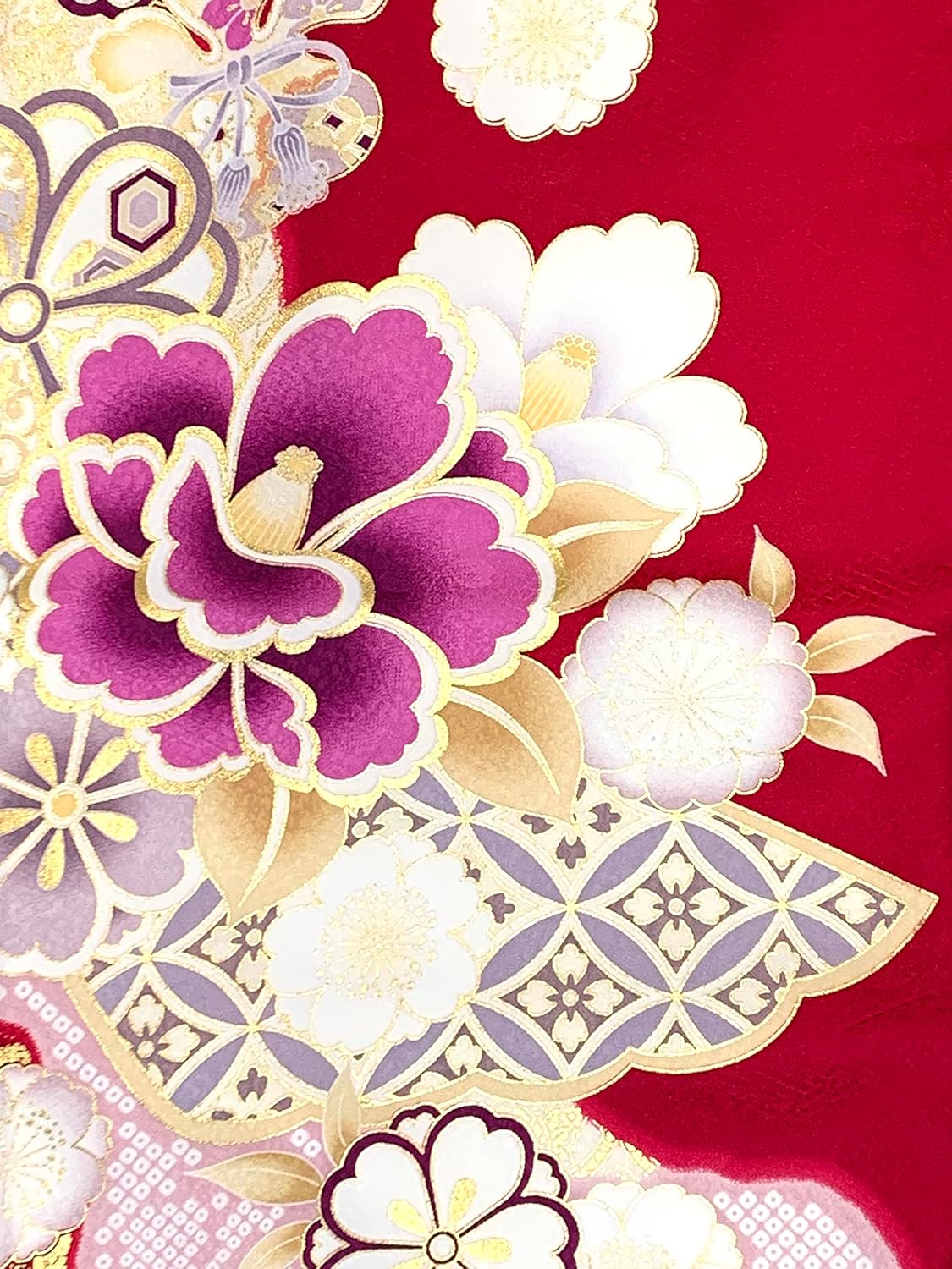 京都室町st．] 七五三 着物 7歳(日本製) 上質合繊 金駒刺繍 絵羽柄の