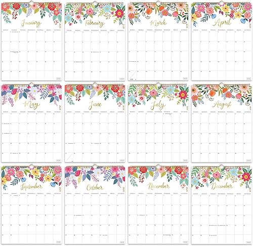 Miniatura 4 de S&O - Calendario de pared vertical floral de enero de 2024 a junio de 2025, calendario mensual arrancable, calendario académico de pared de 18