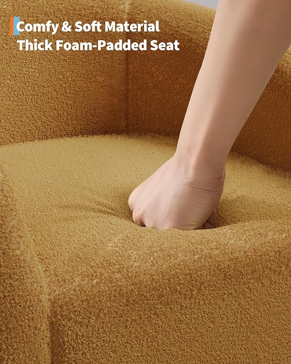GarveeHome Accent Barrel Chair Boucle Club Chair Furry Sherpa Armchair Suitable for Living Room Bedroom Reception Room Office(Yellow) by GarveeHome - Image 4