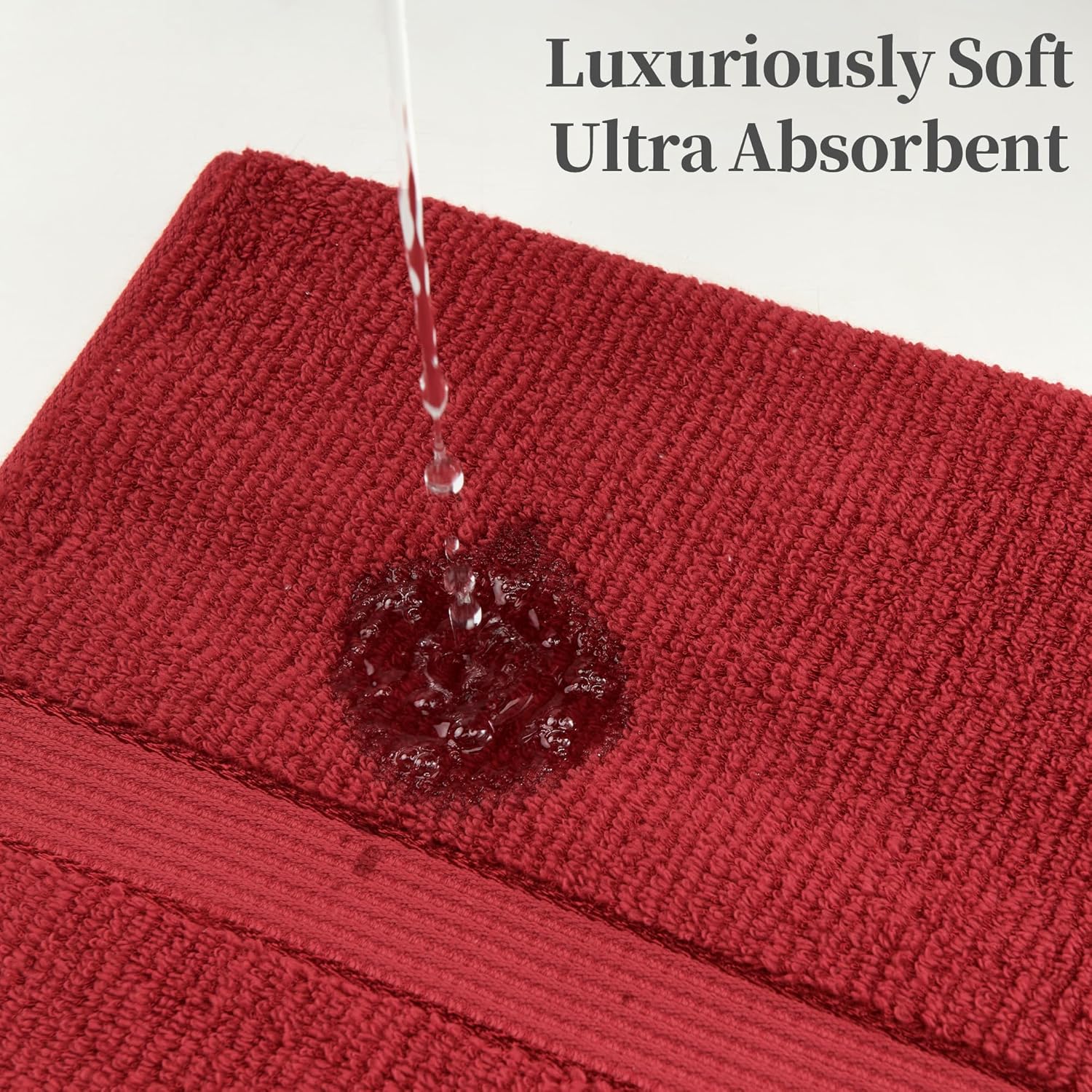 VOOVA & MOVAS Highly Absorbent & Quick-Dry Hand Towel 4-Pack, Soft Thick 100% Cotton - 32"x16" 500GSM Towels for Bathroom, Face, Shower, Gym, Hotel, Red