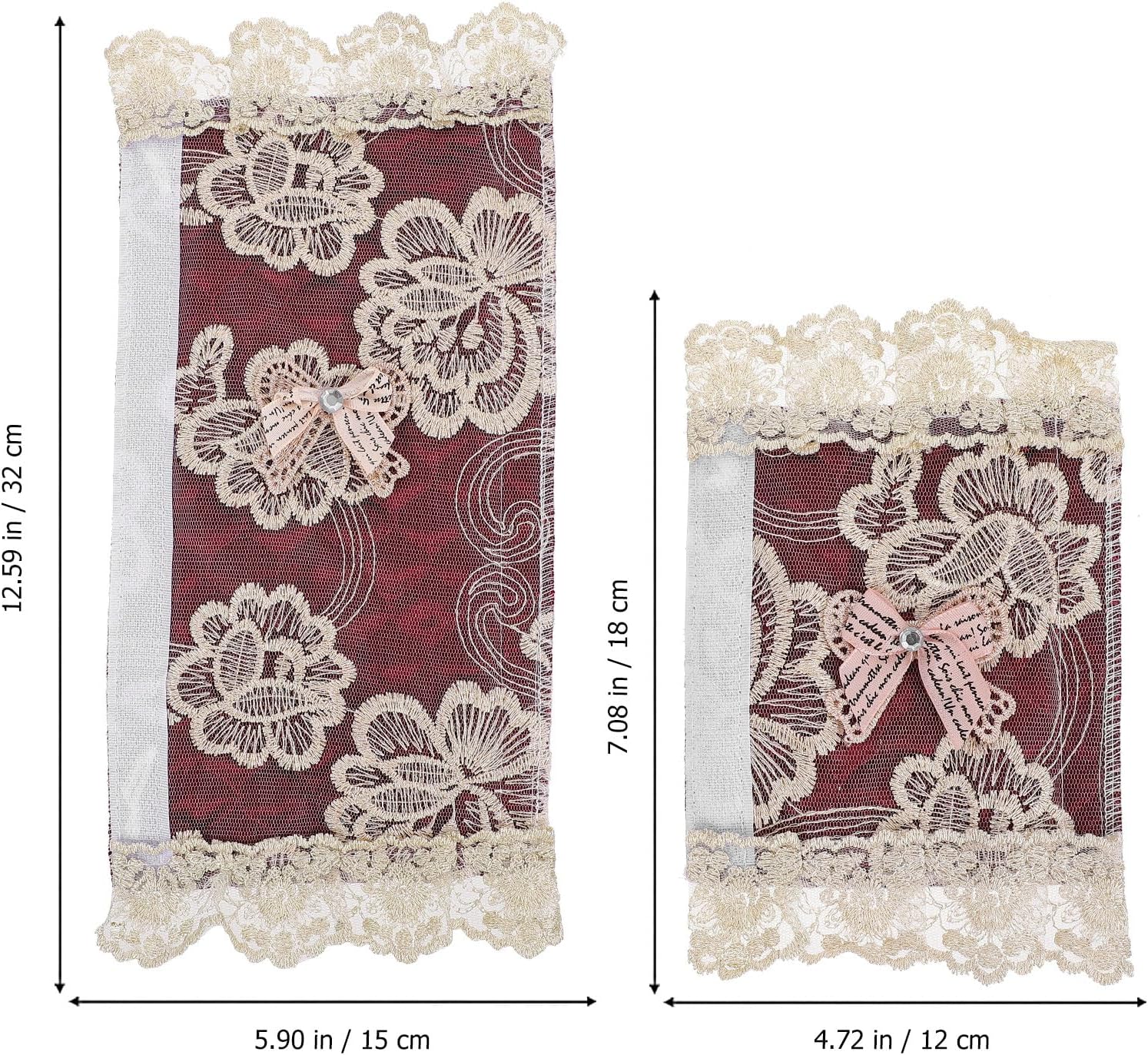 LIOOBO 6pcs Lace Refrigerator and Microwave Handle Covers, Dust-Proof Protective Gloves Set Burgundy Long and Short Sleeve Styles for Kitchen Appliance Handles