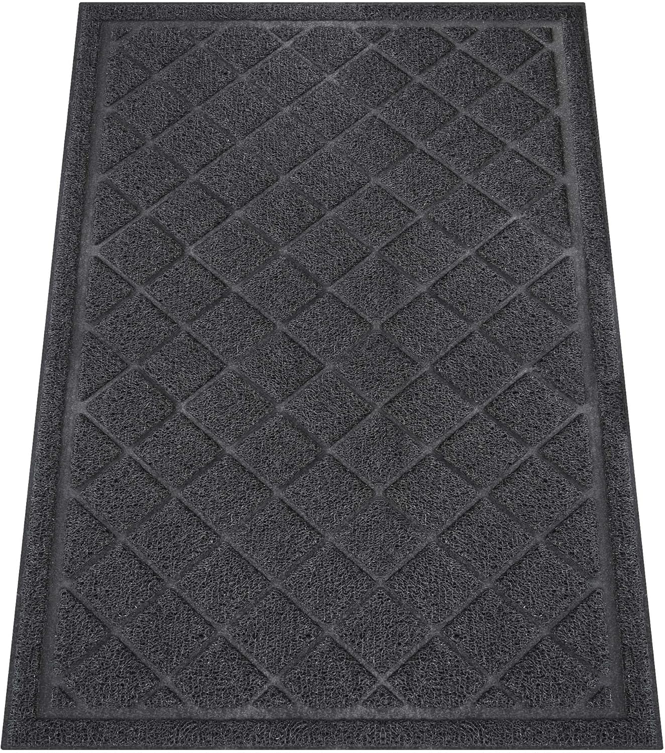 Front Door Mat Indoor Outdoor, 48" x 30" Non Slip Welcome Doormat for Entryway, Heavy Duty Low Profile Entrance Rug for High Traffic Areas, Patio, Outside Entry, Yard, Porch Waterproof 48" x 30" Black Square Mesh