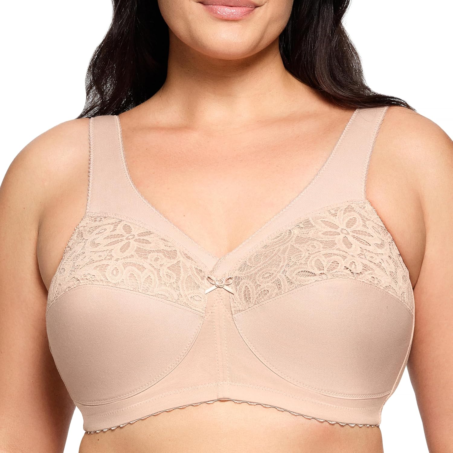 Glamorise Women's Plus Size MagicLift Cotton Support Bra Wirefree #1001 42H Café