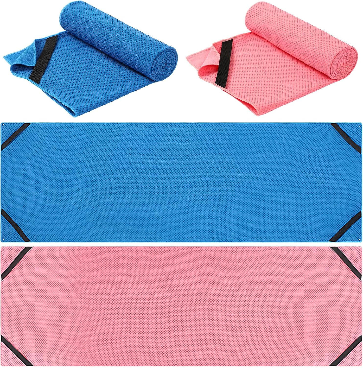 Tenceur 2 Packs Non Slip Yoga Mat Towels 24"x 72" Hot Yoga Sweat Towels Absorbent Microfiber Mat Cover for Pilates, Sport, Exercise, Fitness and Workout