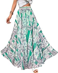 Afibi レディース シフォンロングスカート フル/足首長ブレンドマキシビーチスカート