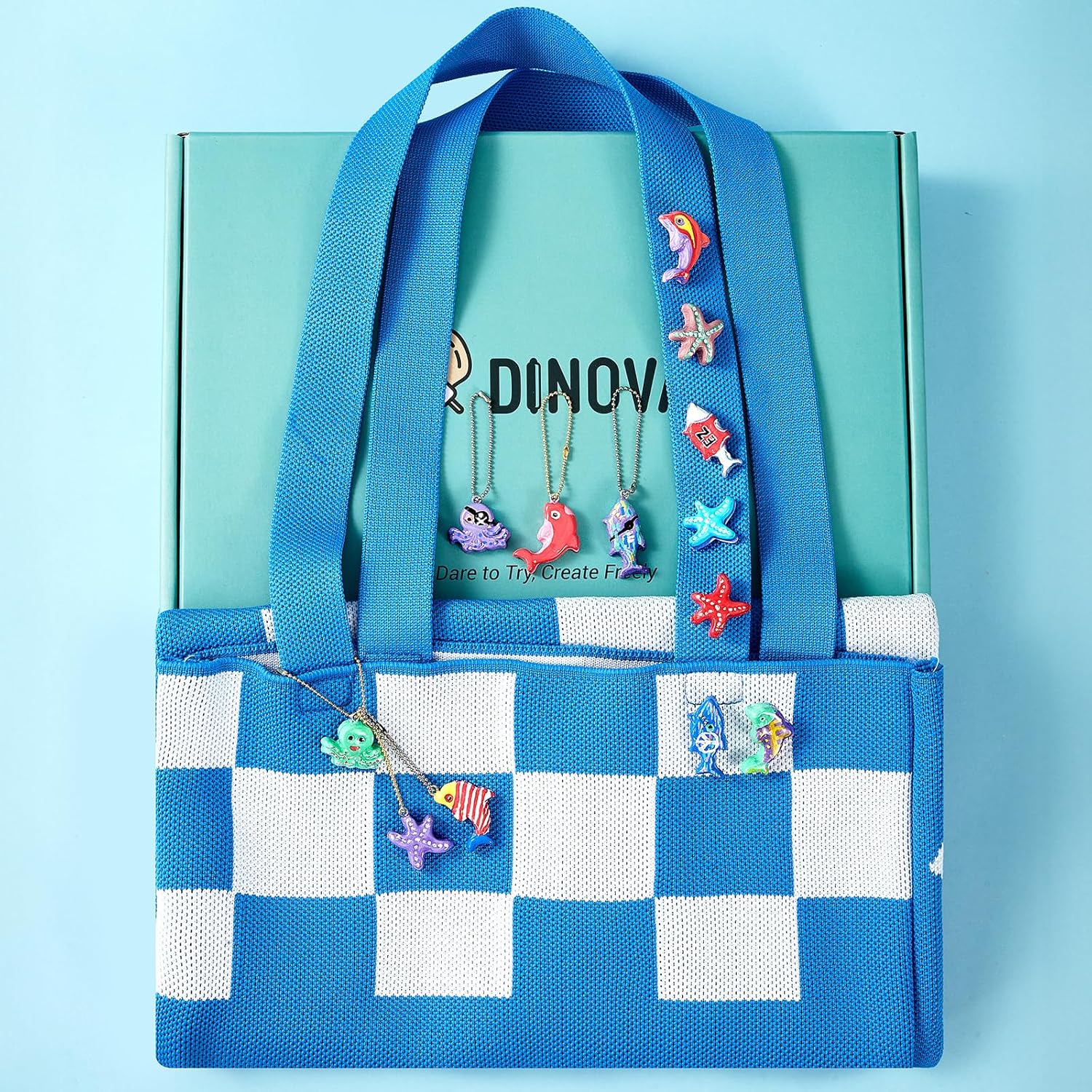 DINOVAT Air Dry Clay Pottery Kit for Adults - DIY Craft Kit Includes:500gClay, 13 Acrylic Paint Pens,Clay Mold,GlossVarnish,Tools & Step-by-Step – Perfect for Pendants, Brooches