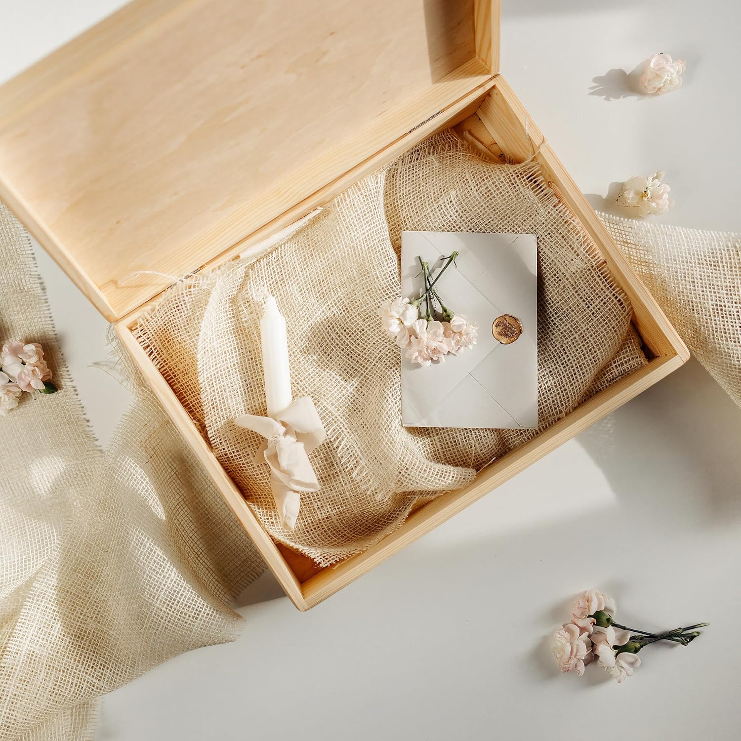 Personalized Wooden Storage Box Baptism Box | 15.8x11.8x5.5in (+-0.5) | Multiple Choice | Hinged Lid Handle Engraving | Unpainted Gift Box | Rough UNSANDED Keepsake Souvenir Chest