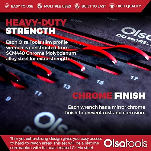 Miniatura 4 de Olsa Tools Juego de llaves delgadas - Juego de llaves de extremo abierto 7 piezas métricas - Juego de llaves superfinas - Juego de llaves delgadas -