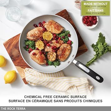 Starfrit The Rock Terra 8 (20cm) Ceramic Fry Pan, PFAS-Free, Grey