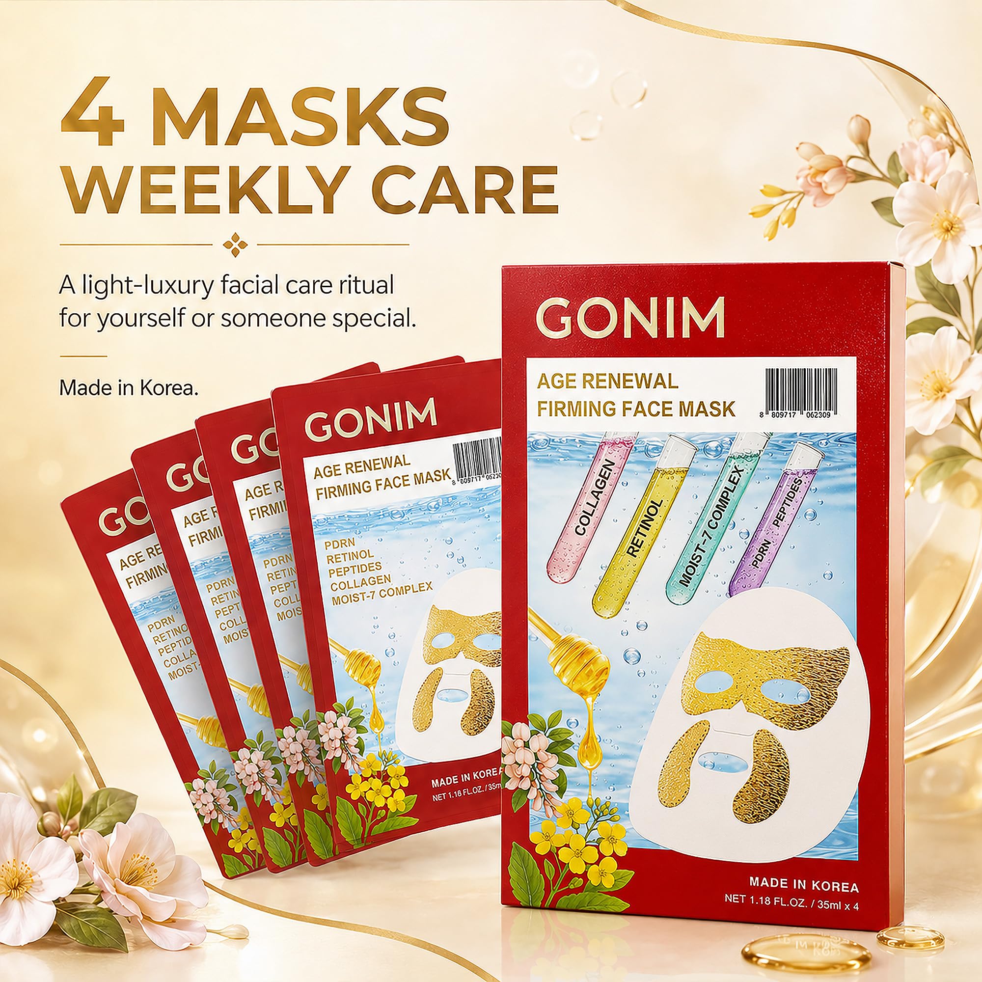 GONIM Korean Collagen Face Mask with PDRN, Retinol & Hyaluronic Acid