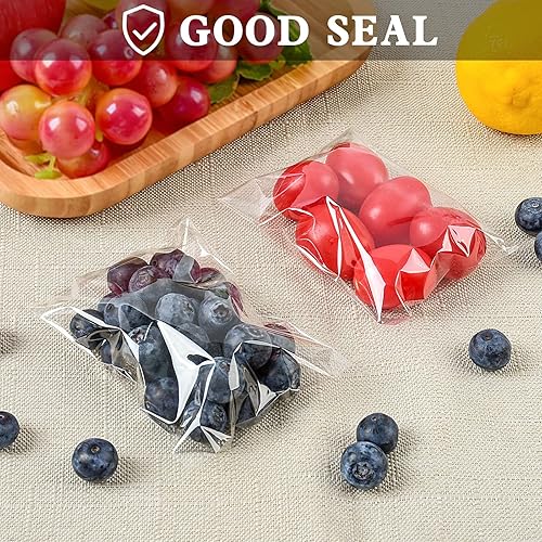 Miniatura 6 de Oueliche 350 bolsas de golosinas pequeñas transparentes de 3 x 5 pulgadas, envoltura de postre de celofán resellable autosellante, perfectas para