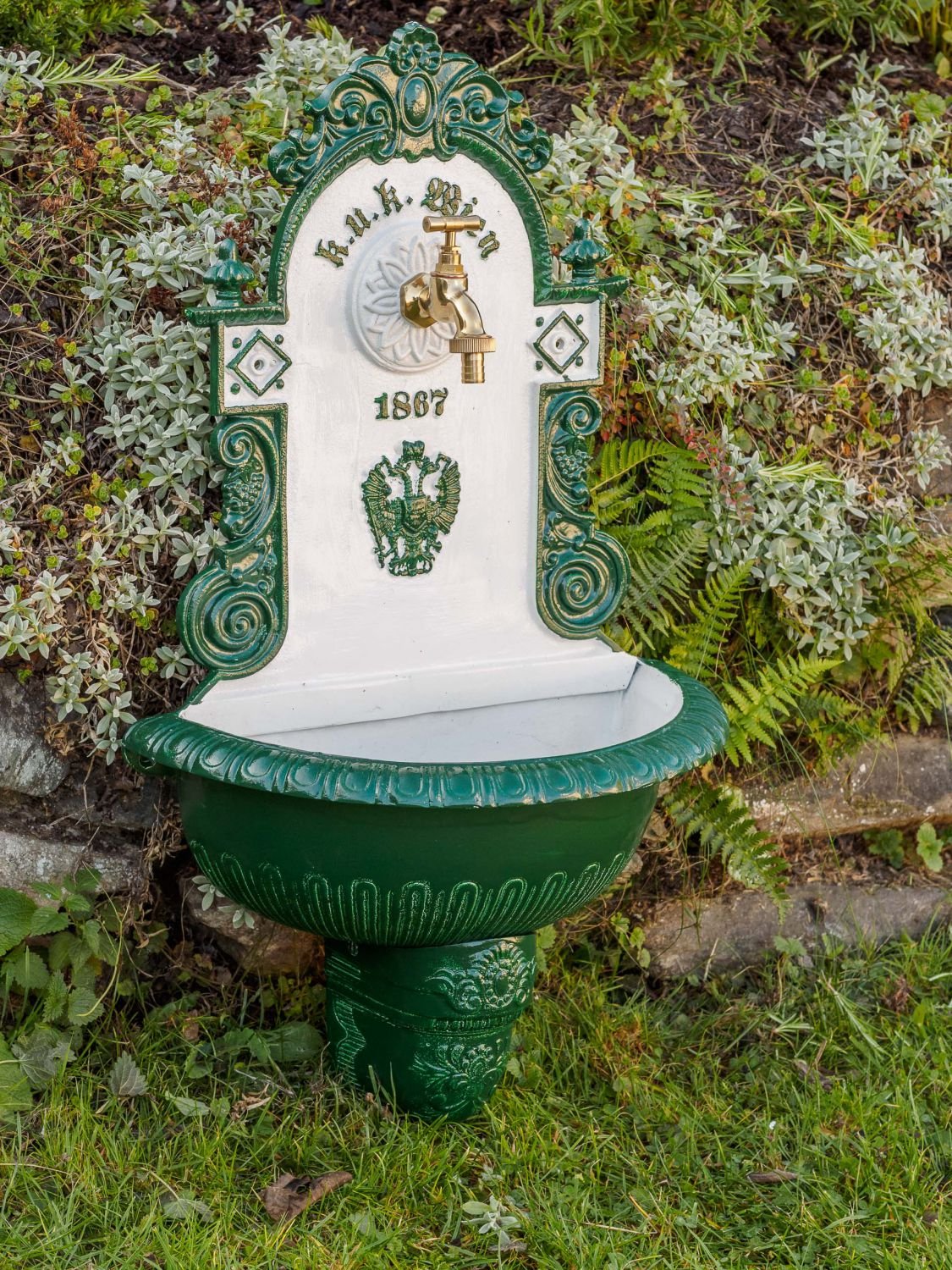 aubaho Cuenca Pared de la Fuente del jardín de Aluminio Fuente de 72cm en Estilo