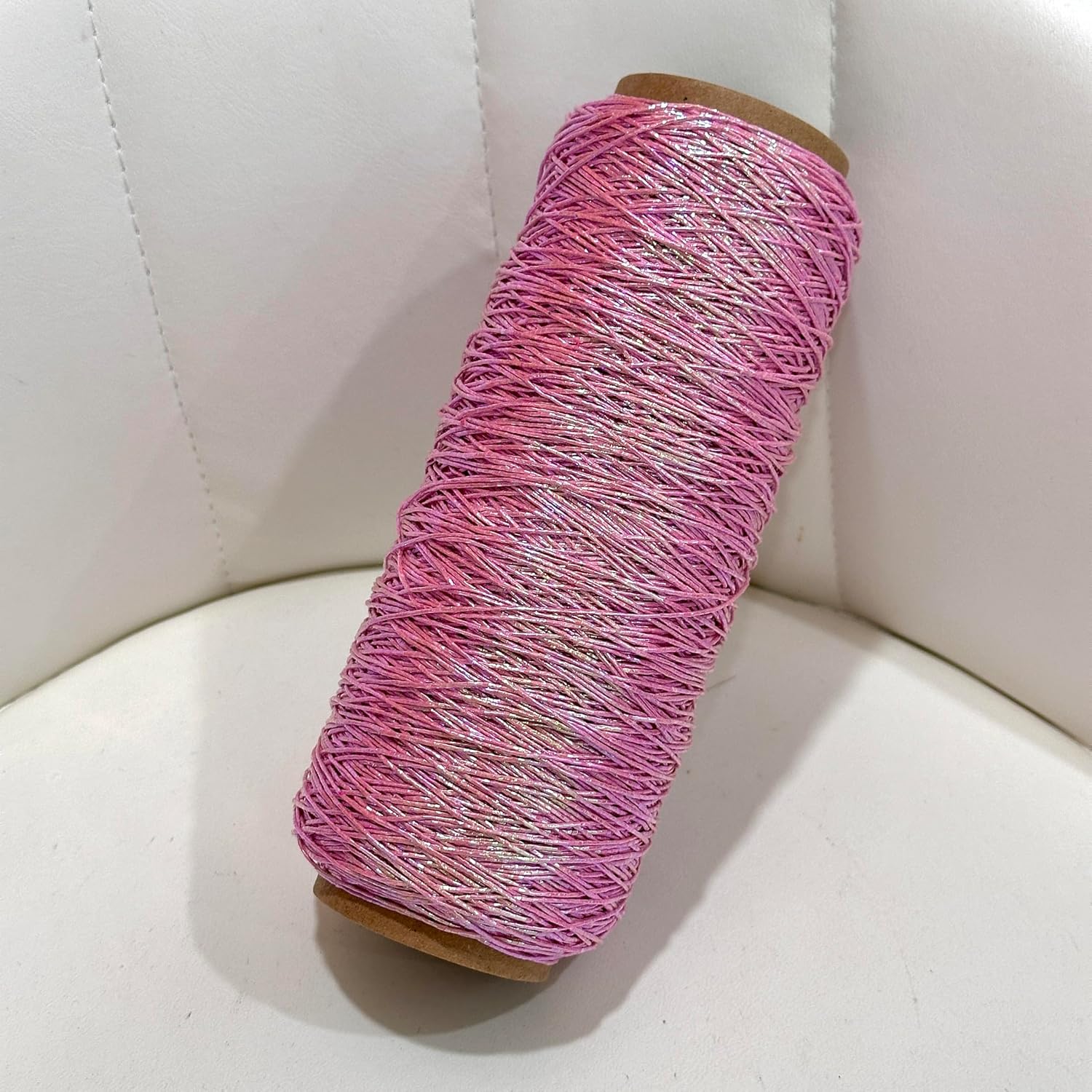 1mm Multicolored Laser Metal Braided Rope Crochet Thread Christmas Decoration Silver Metal Wire Thread 100g per roll (Pink)