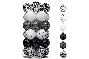 Valery Madelyn Christmas Ornaments Tree Decorations - Black and White Elegance