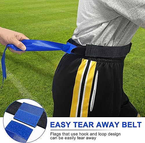 Miniatura 4 de TENXILOT Cinturones de fútbol con bandera, 14 jugadores, bandera de fútbol, conjunto para adultos, jóvenes y niños con 42 banderas, entrenamiento